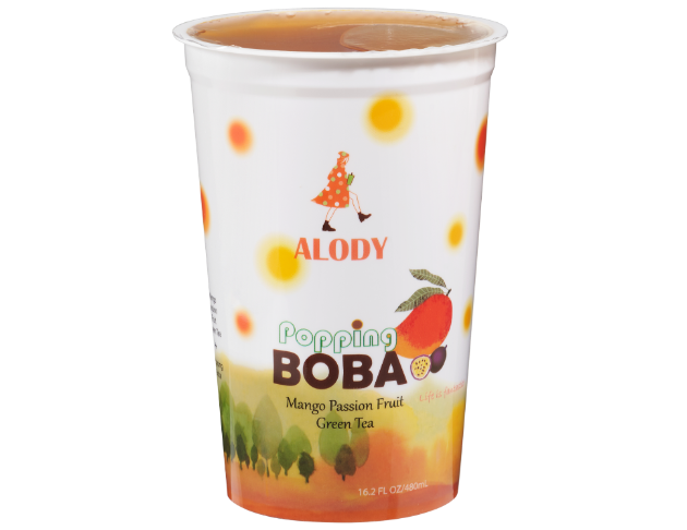 Mango Passion fruit tea w/ Popping Boba/ cup