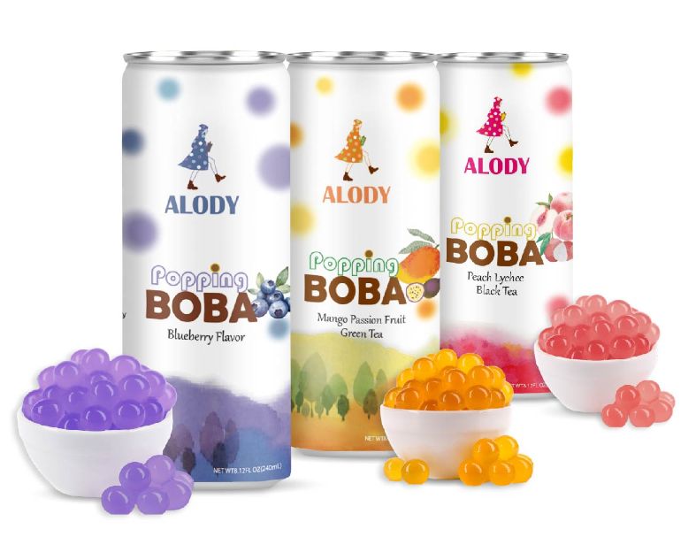 Peach Lychee black tea w/ Popping Boba/ can 2