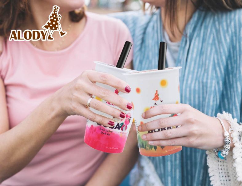 Mango Passion fruit tea w/ Popping Boba/ cup 5