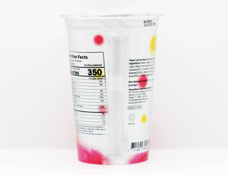 Lychee Peach black tea w/ Popping Boba/ cup 2