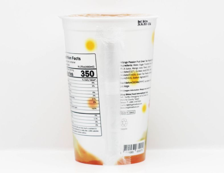 Mango Passion fruit tea w/ Popping Boba/ cup 2