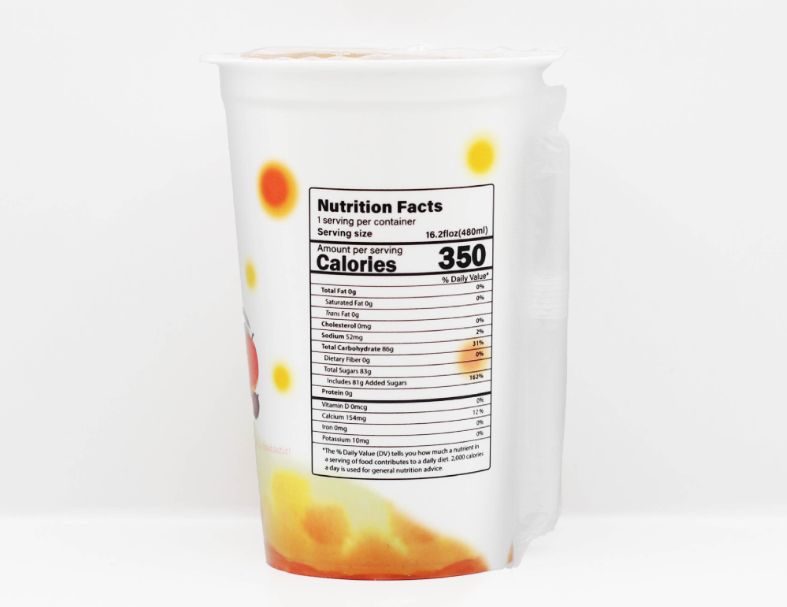 Mango Passion fruit tea w/ Popping Boba/ cup 3